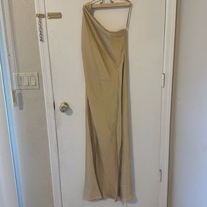 Gold/yellow commense Moonlight Open Back Satin Slit Long Dress